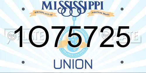 1O75725 Mississippi License Plate