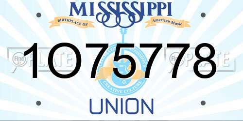 1O75778 Mississippi License Plate