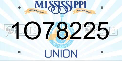 1O78225 Mississippi License Plate