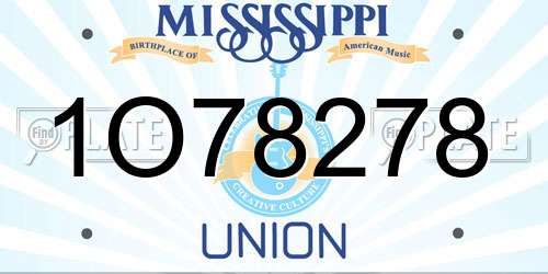 1O78278 Mississippi License Plate