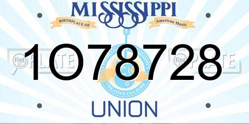 1O78728 Mississippi License Plate