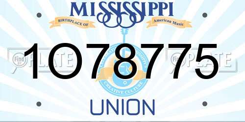 1O78775 Mississippi License Plate