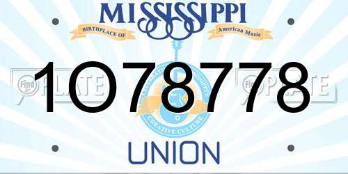 1O78778 Mississippi License Plate