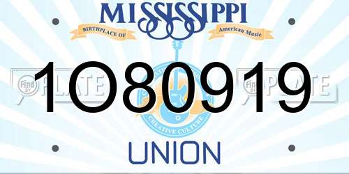 1O80919 Mississippi License Plate