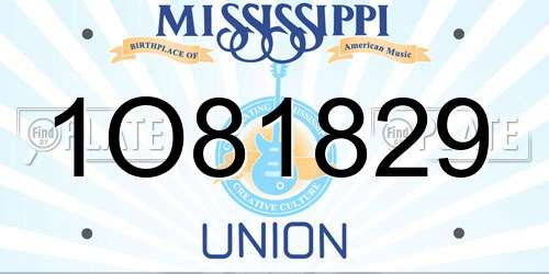 1O81829 Mississippi License Plate