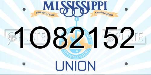 1O82152 Mississippi License Plate
