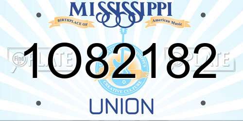 1O82182 Mississippi License Plate