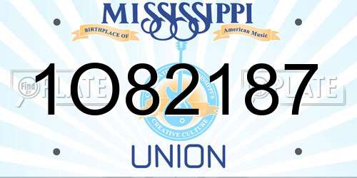 1O82187 Mississippi License Plate
