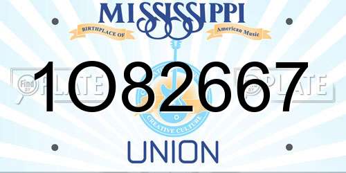 1O82667 Mississippi License Plate
