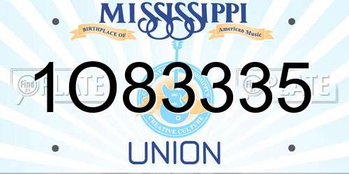1O83335 Mississippi License Plate