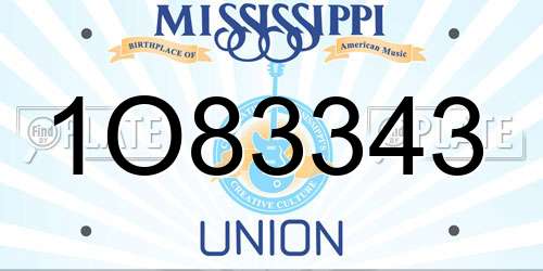 1O83343 Mississippi License Plate