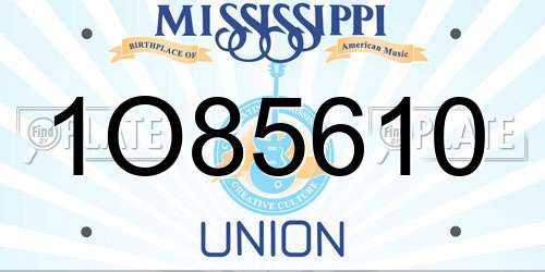 1O85610 Mississippi License Plate
