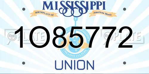 1O85772 Mississippi License Plate