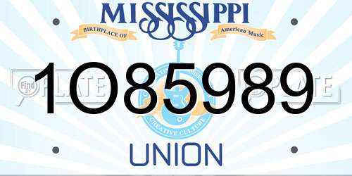 1O85989 Mississippi License Plate