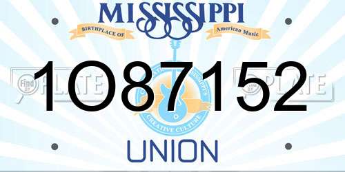 1O87152 Mississippi License Plate