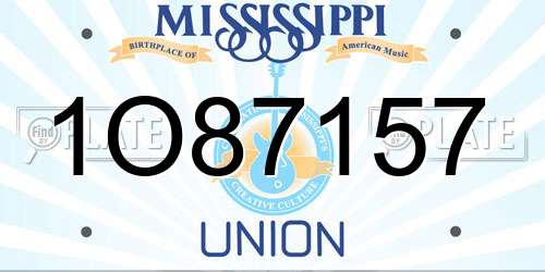 1O87157 Mississippi License Plate
