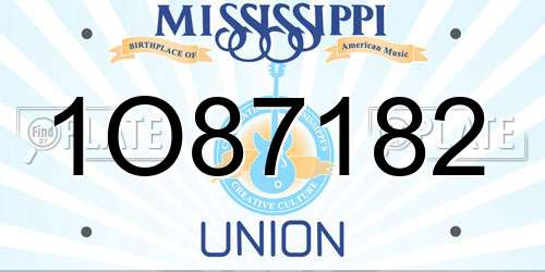 1O87182 Mississippi License Plate