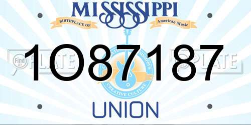 1O87187 Mississippi License Plate