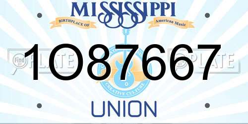 1O87667 Mississippi License Plate