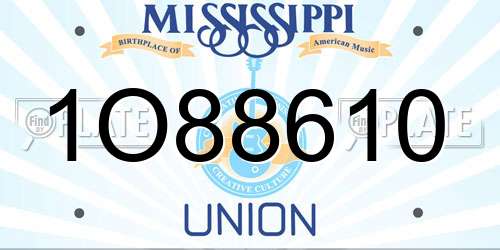 1O88610 Mississippi License Plate
