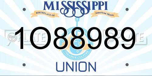 1O88989 Mississippi License Plate