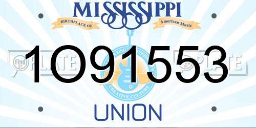 1O91553 Mississippi License Plate