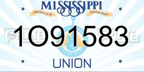 1O91583 Mississippi License Plate