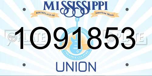 1O91853 Mississippi License Plate