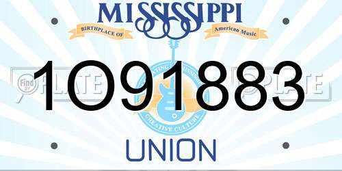 1O91883 Mississippi License Plate