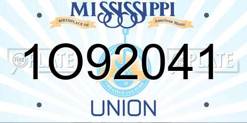 1O92041 Mississippi License Plate