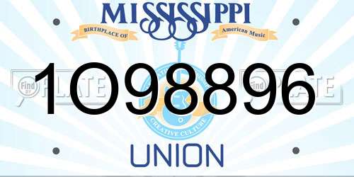 1O98896 Mississippi License Plate