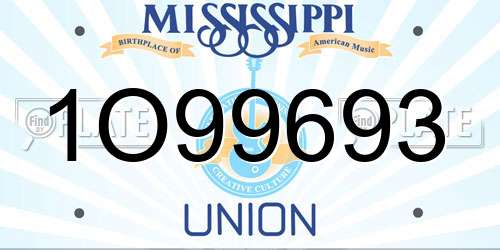 1O99693 Mississippi License Plate