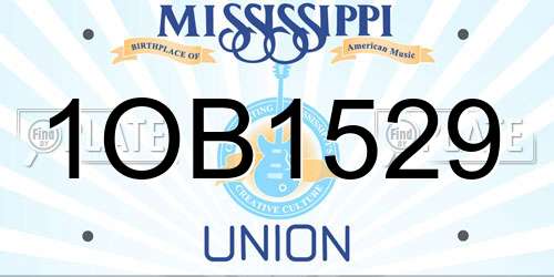1OB1529 Mississippi License Plate