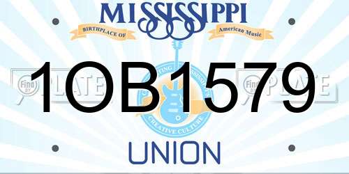 1OB1579 Mississippi License Plate