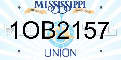 1OB2157 Mississippi License Plate