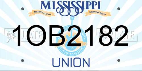 1OB2182 Mississippi License Plate