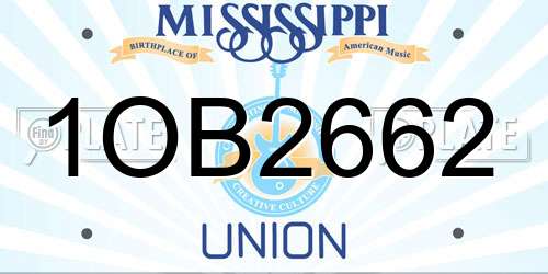 1OB2662 Mississippi License Plate