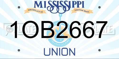 1OB2667 Mississippi License Plate