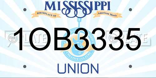 1OB3335 Mississippi License Plate