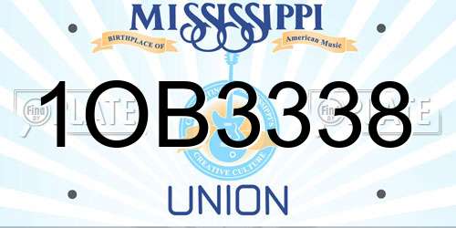 1OB3338 Mississippi License Plate
