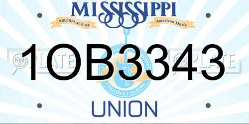1OB3343 Mississippi License Plate