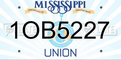 1OB5227 Mississippi License Plate