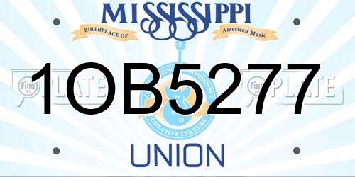 1OB5277 Mississippi License Plate