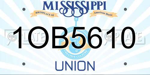 1OB5610 Mississippi License Plate