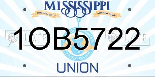 1OB5722 Mississippi License Plate
