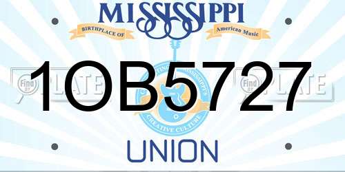 1OB5727 Mississippi License Plate
