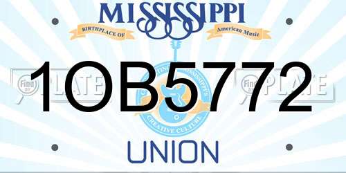 1OB5772 Mississippi License Plate
