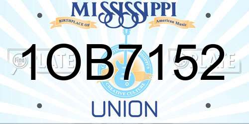 1OB7152 Mississippi License Plate