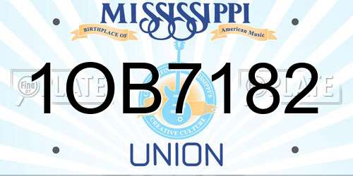 1OB7182 Mississippi License Plate