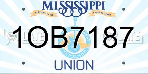 1OB7187 Mississippi License Plate